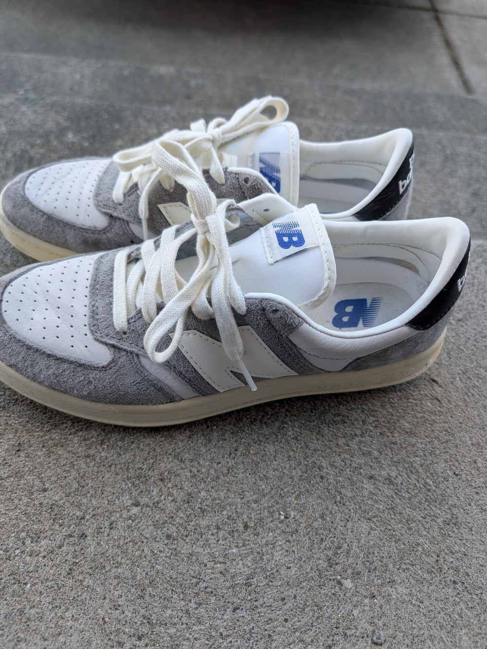 New Balance Men's Gray & White Suede Low-Top Sneakers